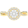 1.35CT.TW ROUND LAB DIAMOND HALO TWIST BAND ENGAGEMENT RING