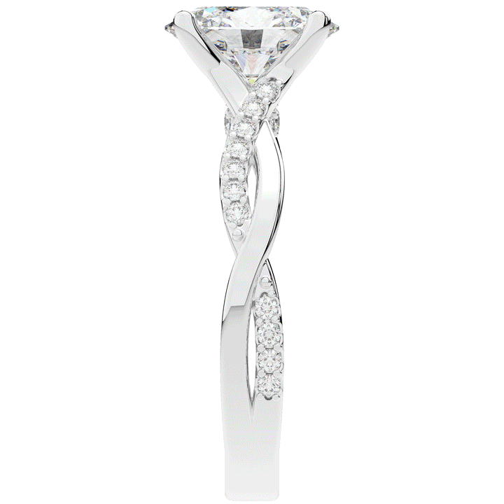 1.70CT.TW OVAL LAB DIAMOND TWIST BAND ENGAGEMENT RING