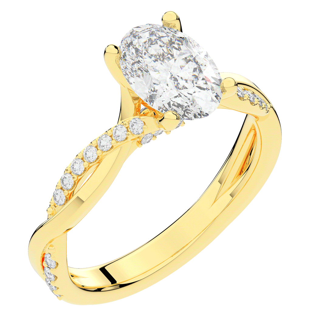 1.70CT.TW OVAL LAB DIAMOND TWIST BAND ENGAGEMENT RING