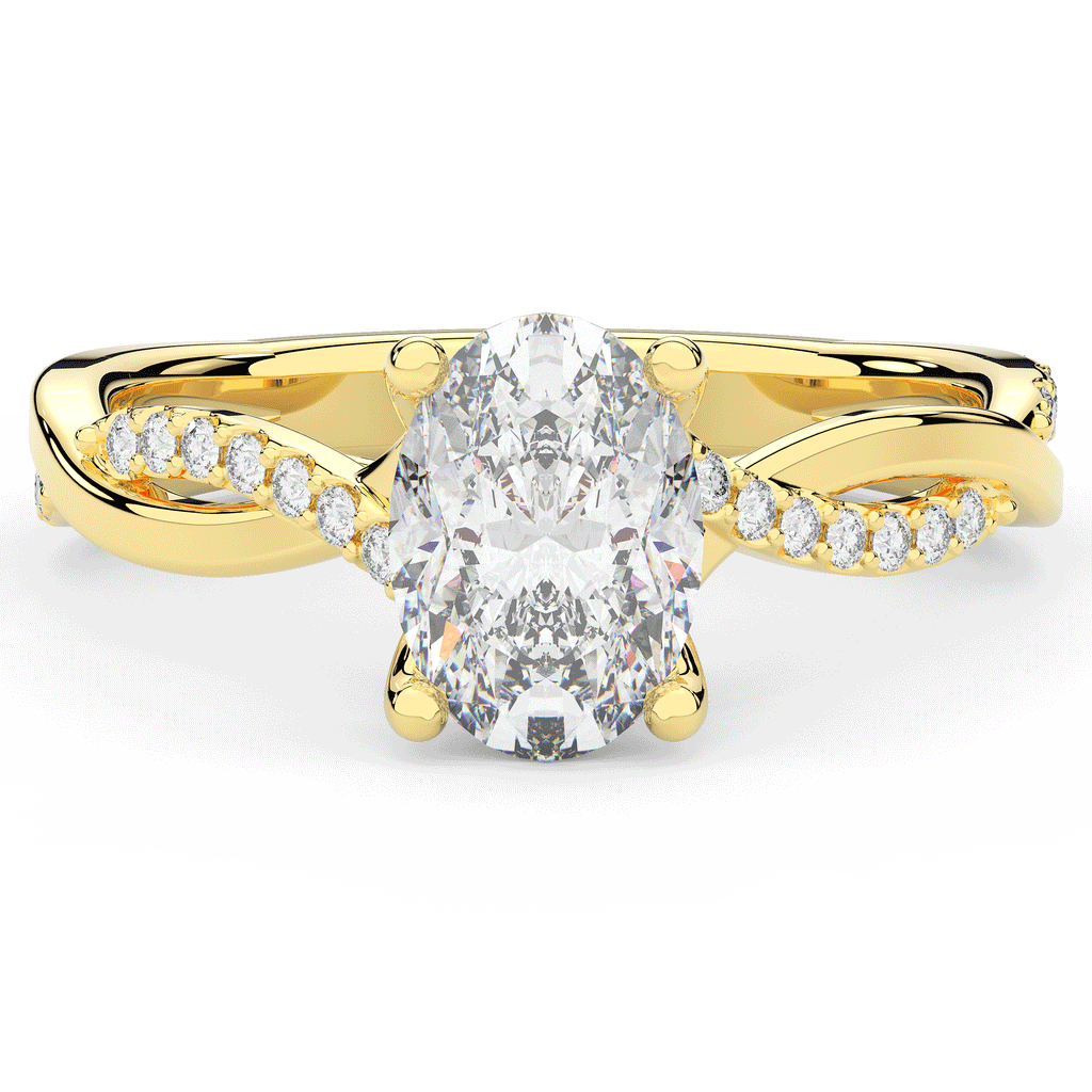 1.70CT.TW OVAL LAB DIAMOND TWIST BAND ENGAGEMENT RING