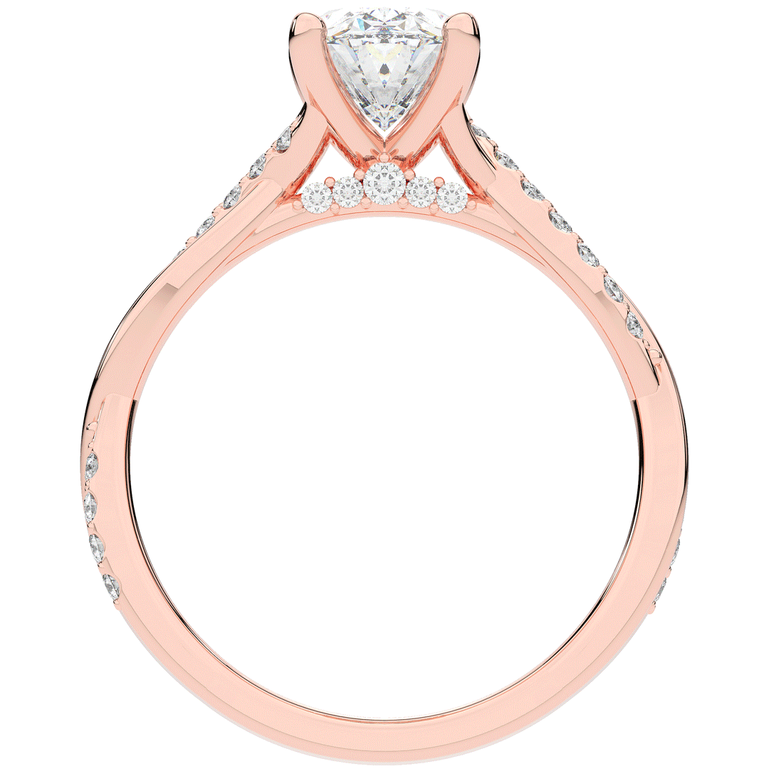 1.70CT.TW OVAL LAB DIAMOND TWIST BAND ENGAGEMENT RING