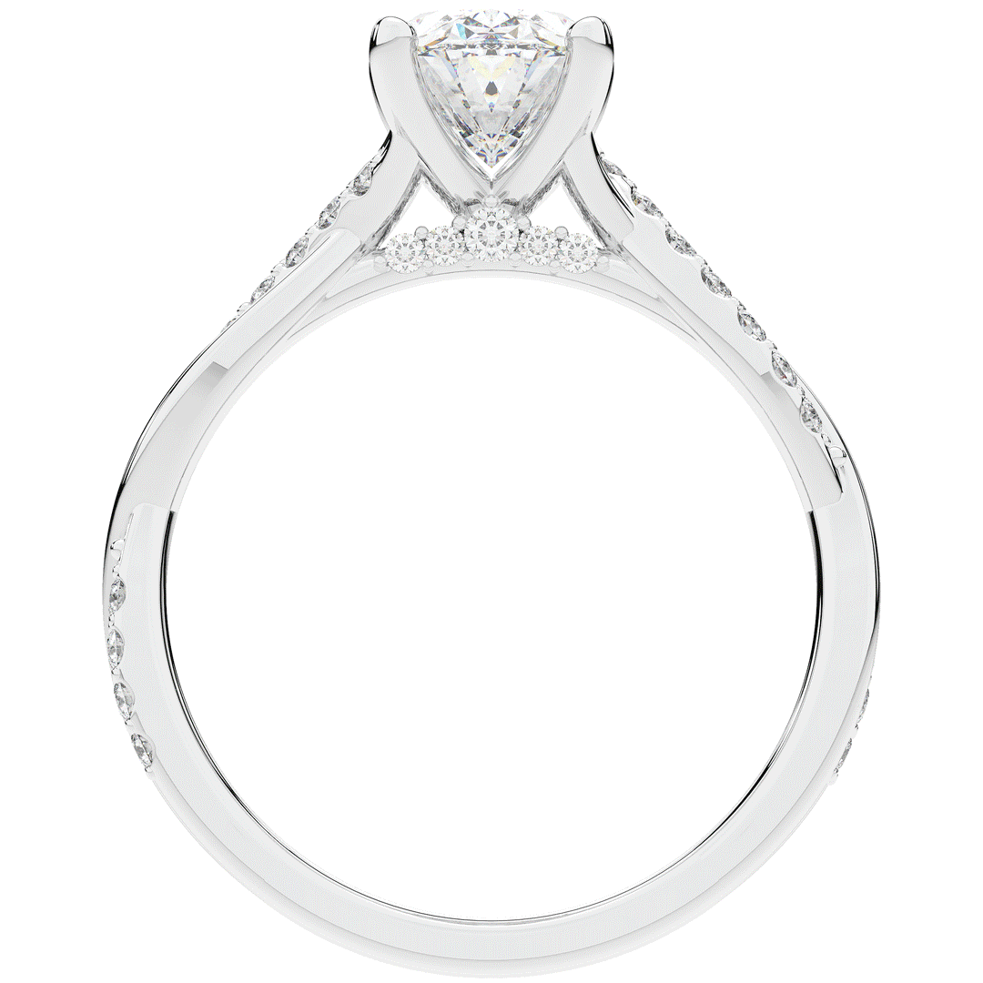 1.70CT.TW OVAL LAB DIAMOND TWIST BAND ENGAGEMENT RING