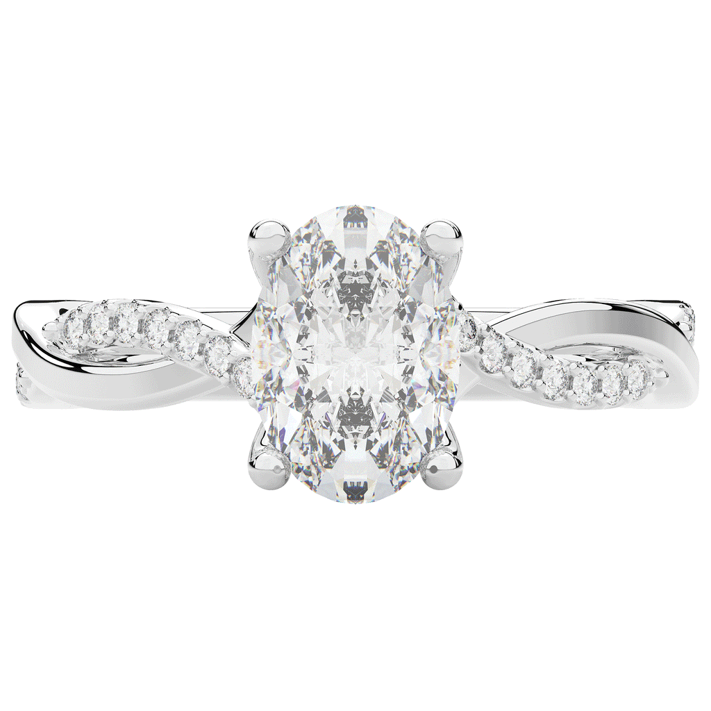 1.70CT.TW OVAL LAB DIAMOND TWIST BAND ENGAGEMENT RING