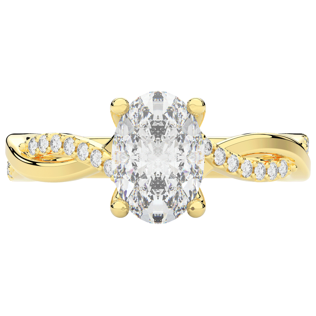 1.70CT.TW OVAL LAB DIAMOND TWIST BAND ENGAGEMENT RING