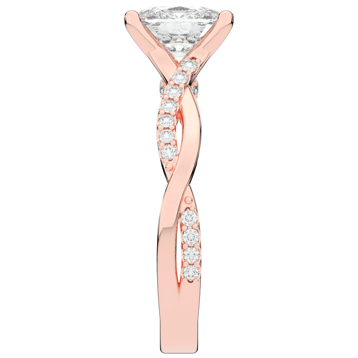 1.70CT.TW CUSHION LAB DIAMOND TWIST BAND ENGAGEMENT RING