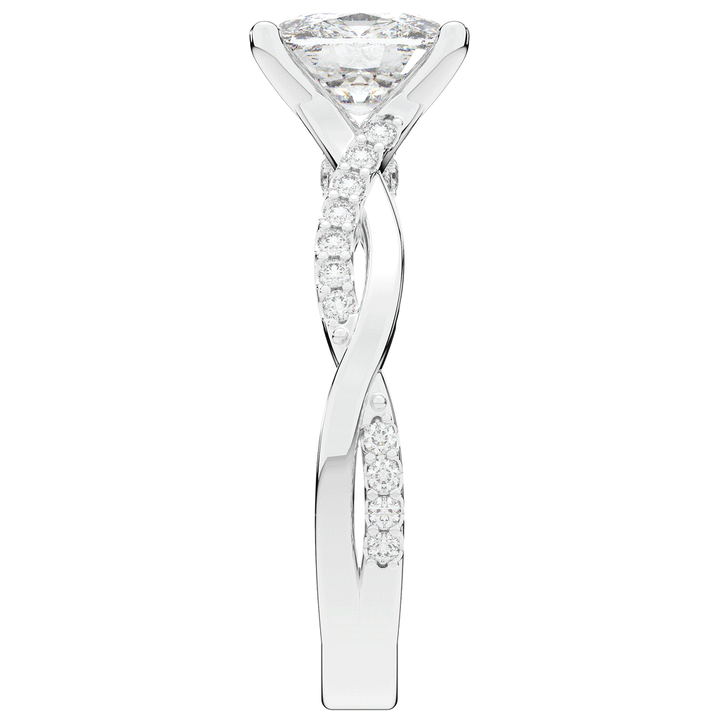 1.70CT.TW CUSHION LAB DIAMOND TWIST BAND ENGAGEMENT RING