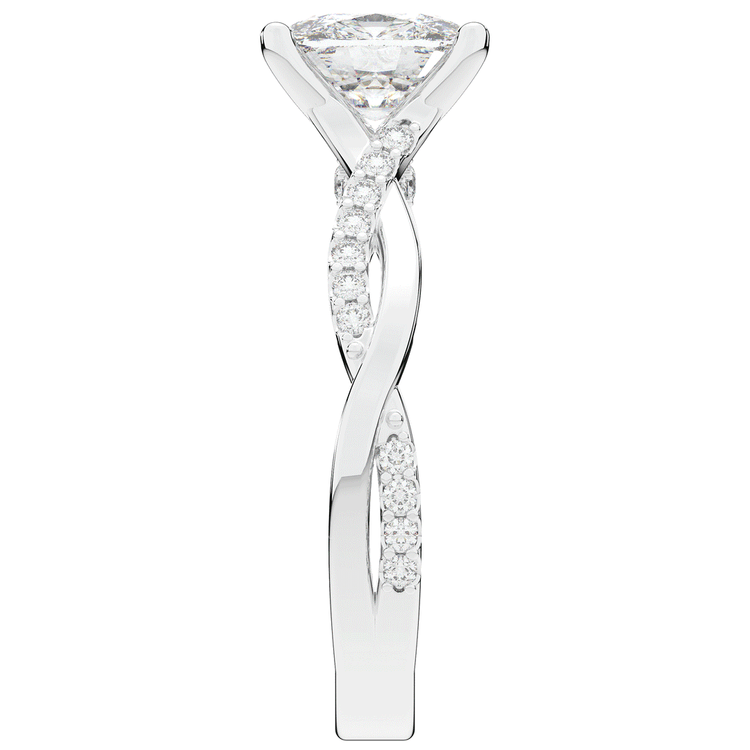 1.70CT.TW CUSHION LAB DIAMOND TWIST BAND ENGAGEMENT RING