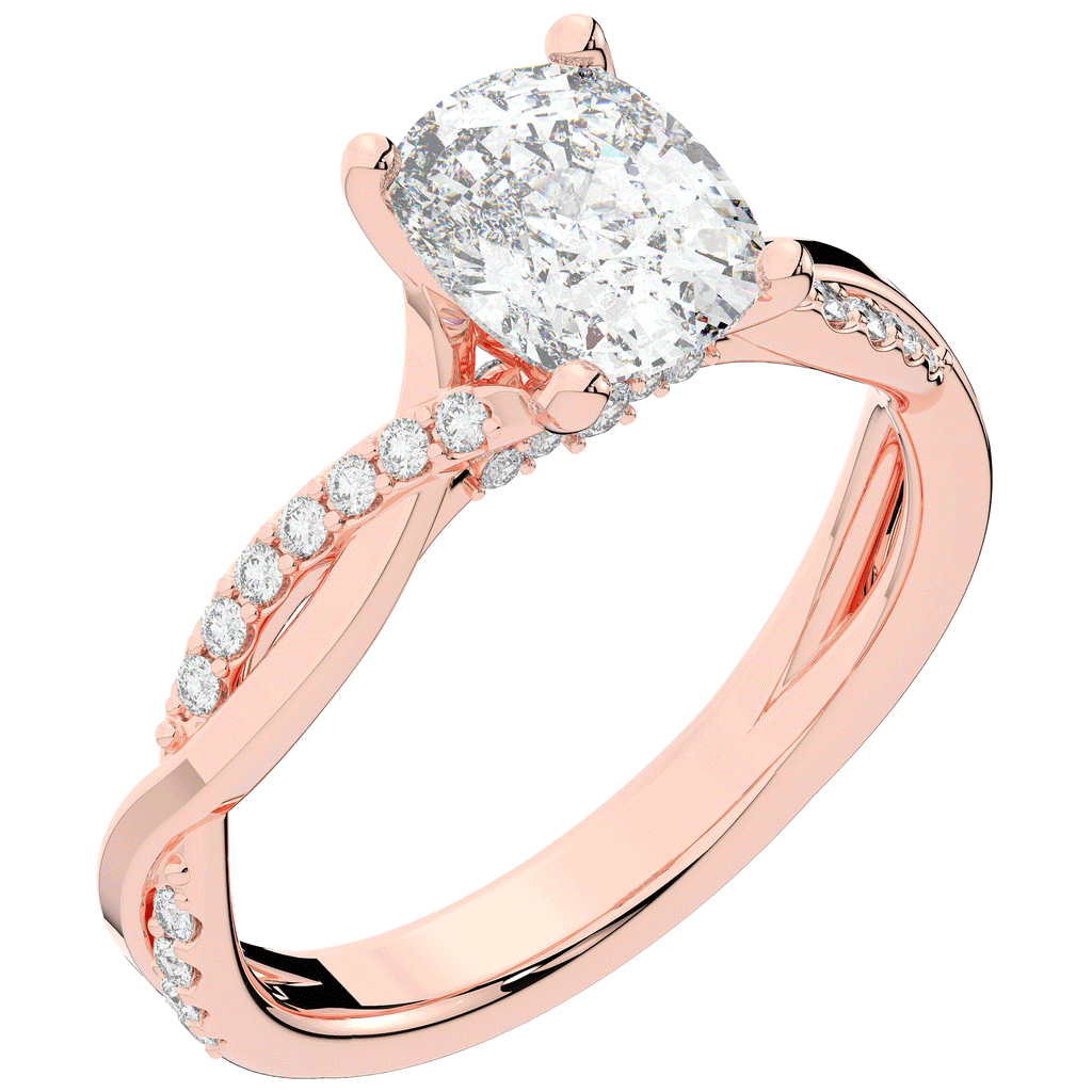 1.70CT.TW CUSHION LAB DIAMOND TWIST BAND ENGAGEMENT RING