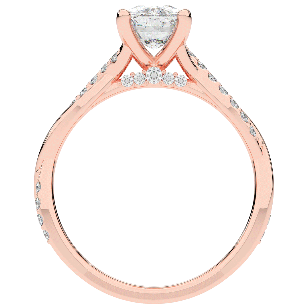 1.70CT.TW CUSHION LAB DIAMOND TWIST BAND ENGAGEMENT RING