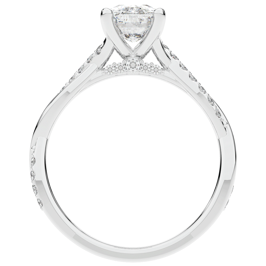 1.70CT.TW CUSHION LAB DIAMOND TWIST BAND ENGAGEMENT RING