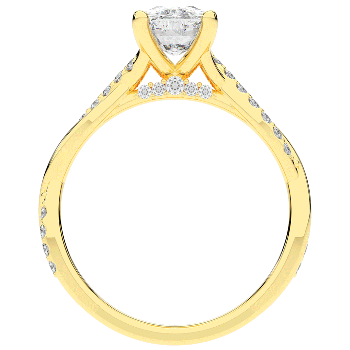 1.70CT.TW CUSHION LAB DIAMOND TWIST BAND ENGAGEMENT RING