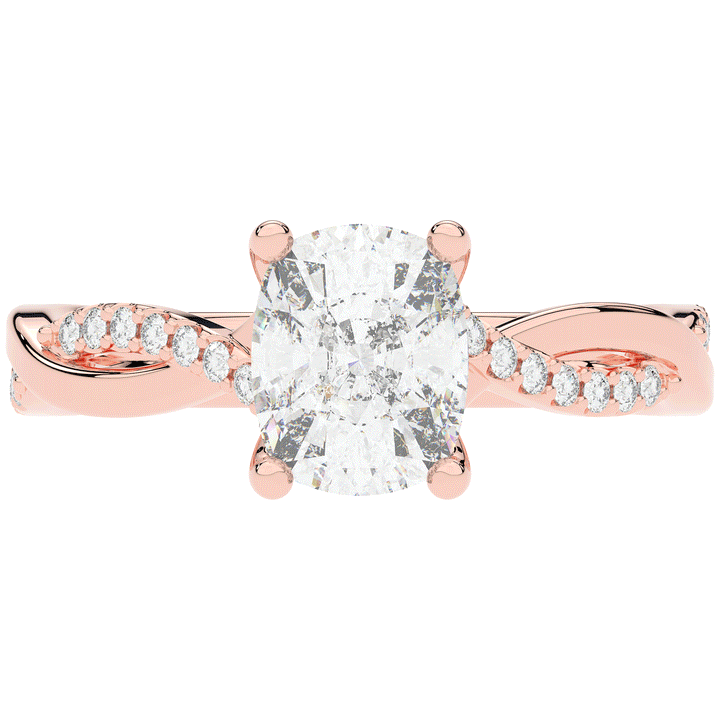 1.70CT.TW CUSHION LAB DIAMOND TWIST BAND ENGAGEMENT RING