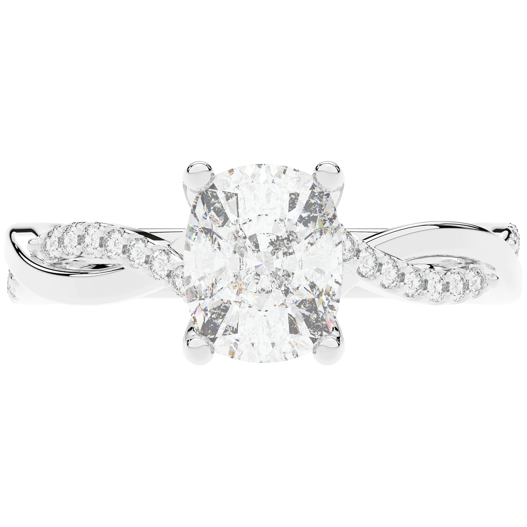 1.70CT.TW CUSHION LAB DIAMOND TWIST BAND ENGAGEMENT RING