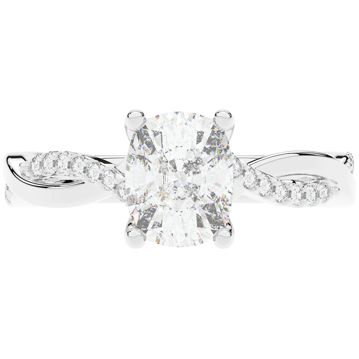 1.70CT.TW CUSHION LAB DIAMOND TWIST BAND ENGAGEMENT RING