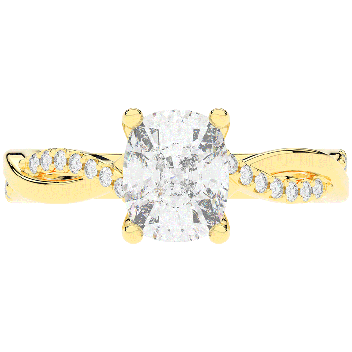 1.70CT.TW CUSHION LAB DIAMOND TWIST BAND ENGAGEMENT RING