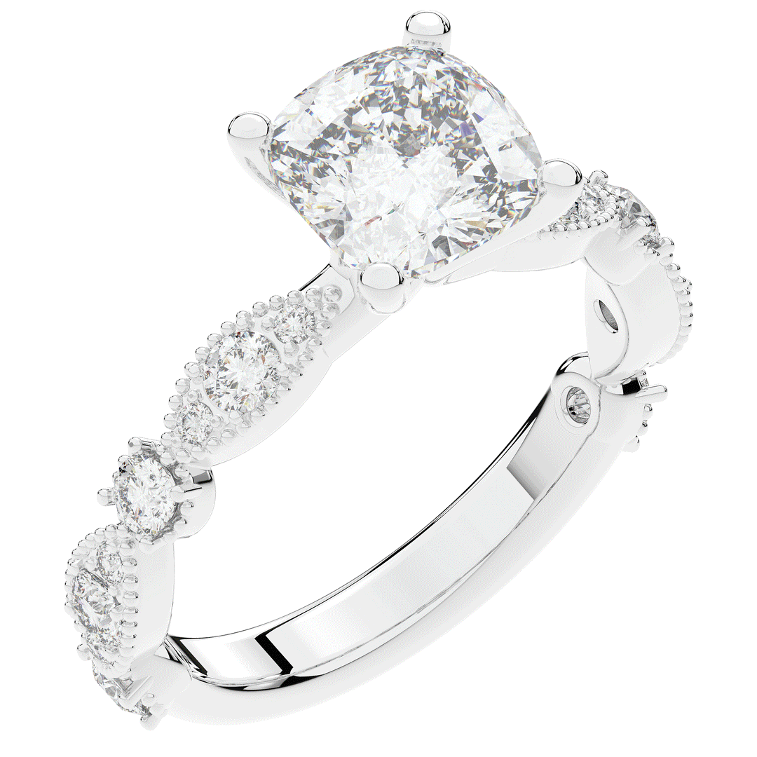 2.50CT.TW CUSHION LAB DIAMOND SOLITAIRE ENGAGEMENT RING