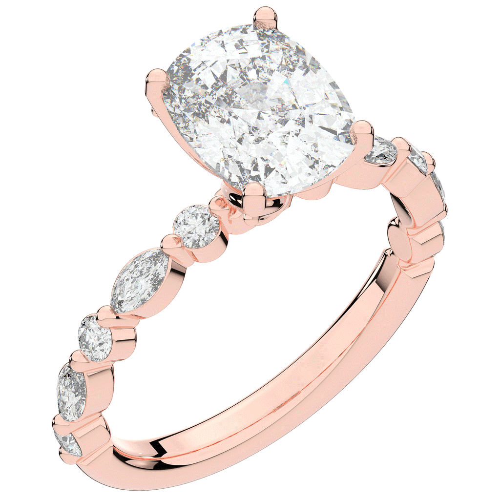 2.60CT.TW CUSHION LAB DIAMOND SOLITAIRE ENGAGEMENT RING