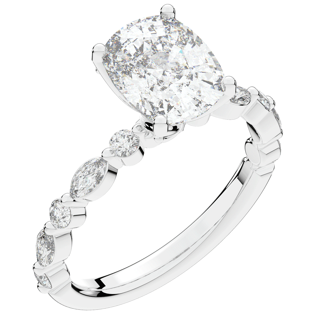 2.60CT.TW CUSHION LAB DIAMOND SOLITAIRE ENGAGEMENT RING