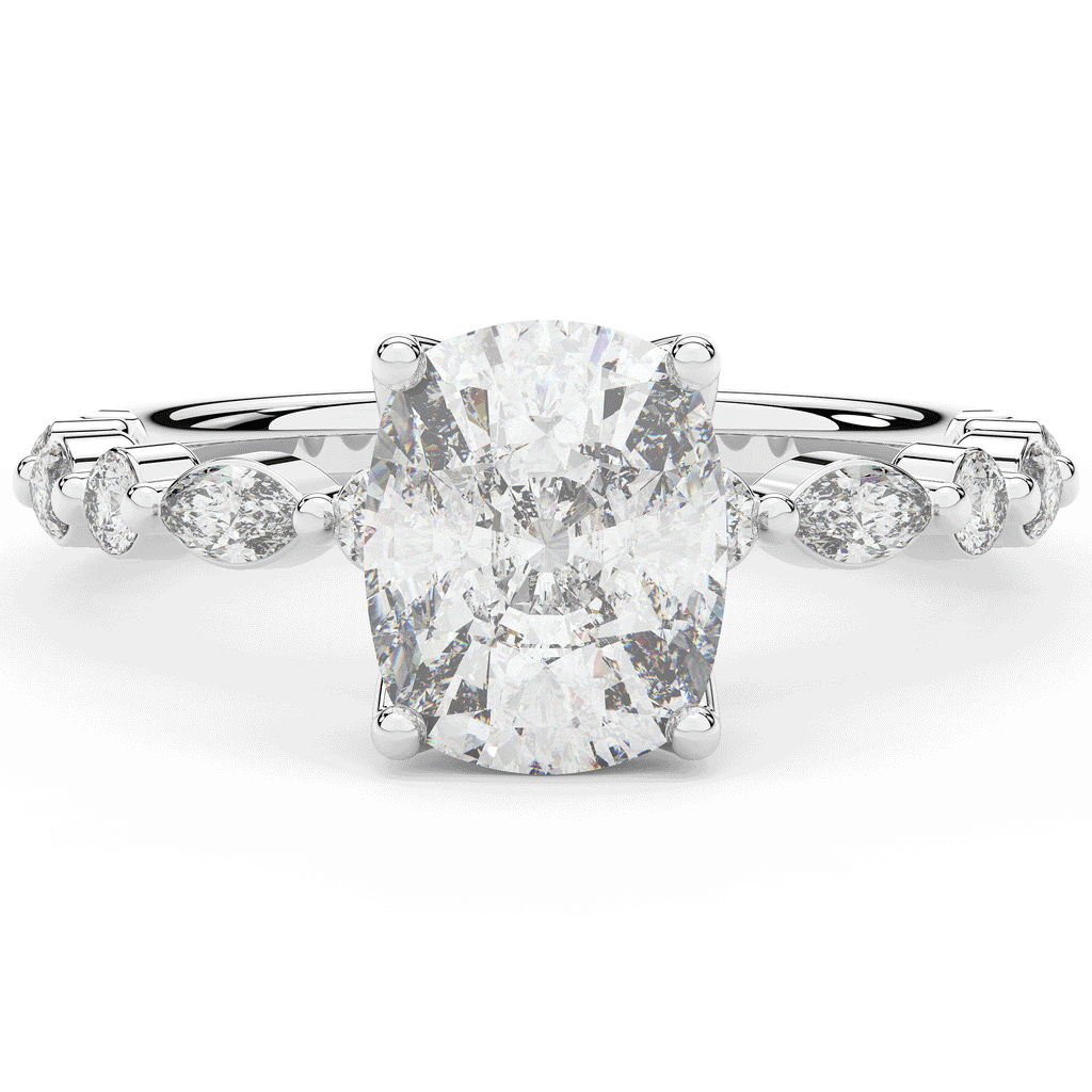 2.60CT.TW CUSHION LAB DIAMOND SOLITAIRE ENGAGEMENT RING