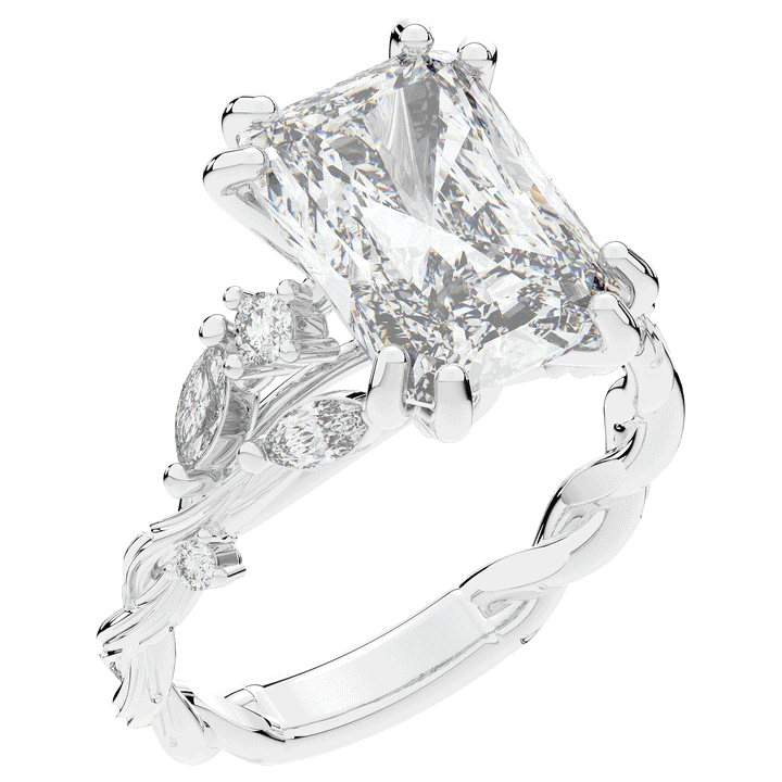 5.30CT.TW RADIANT LAB DIAMOND STYLIZED VINE AND TREE BARK FINISH ENGAGEMENT RING