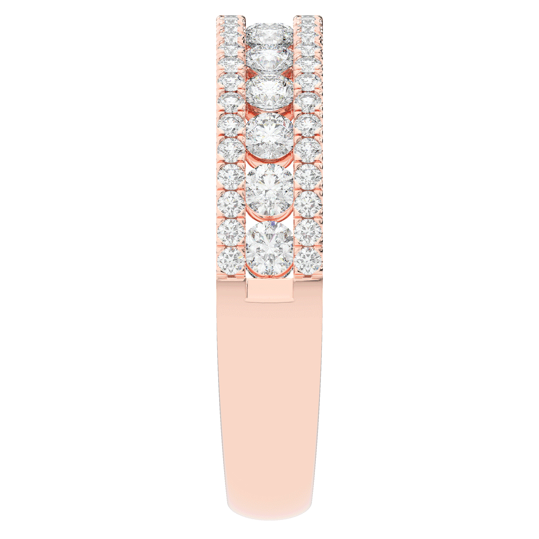 0.85CT.TW THREE ROW ROUND LAB DIAMOND WEDDING BAND - Nazarelle