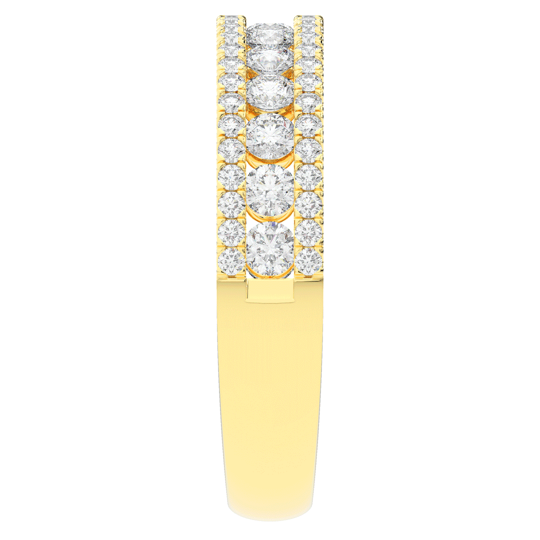 0.85CT.TW THREE ROW ROUND LAB DIAMOND WEDDING BAND - Nazarelle