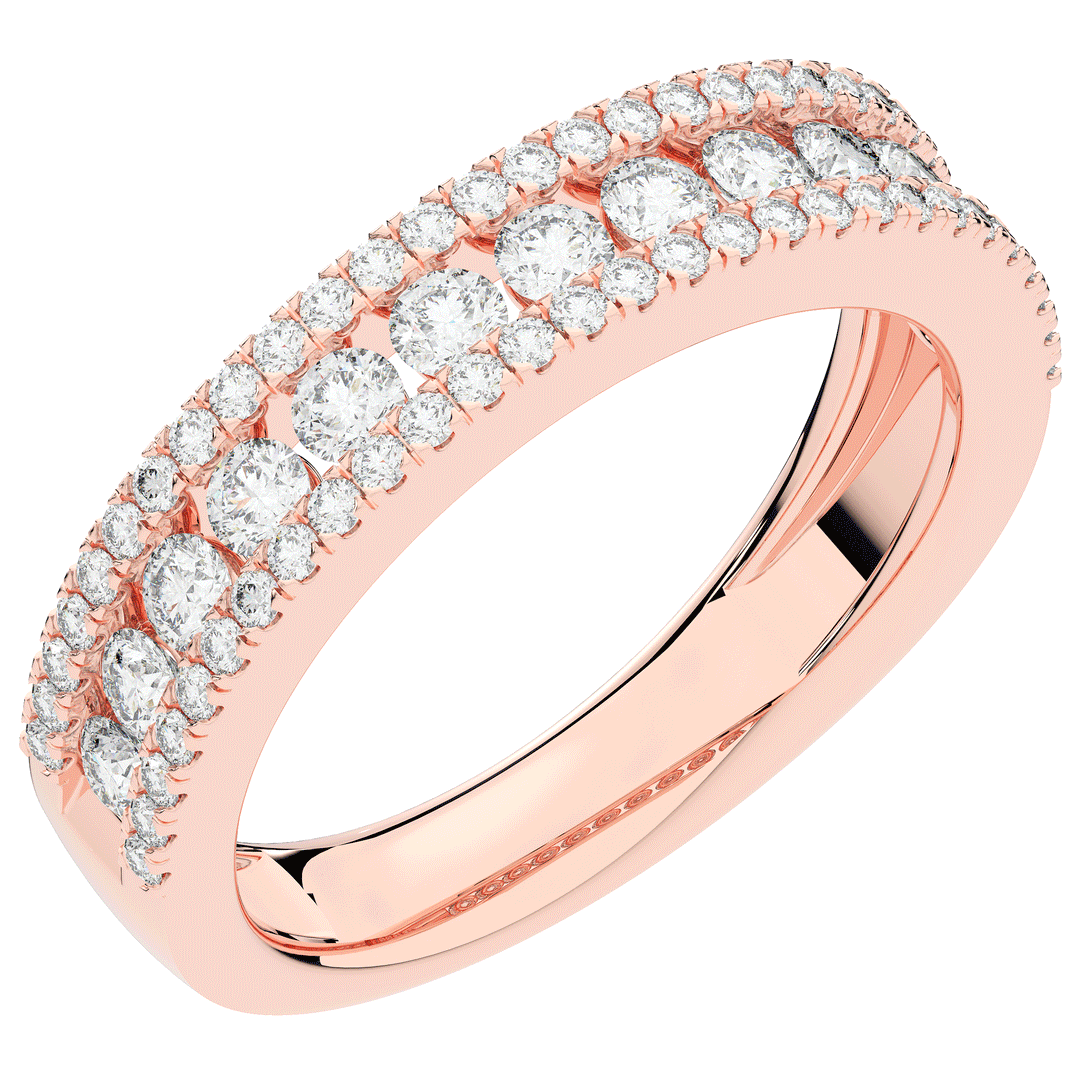 0.85CT.TW THREE ROW ROUND LAB DIAMOND WEDDING BAND - Nazarelle