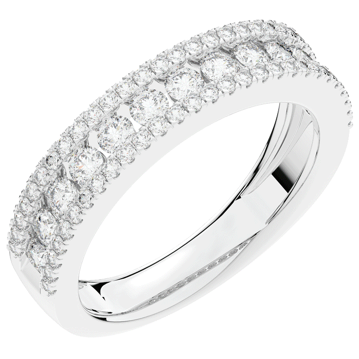 0.85CT.TW THREE ROW ROUND LAB DIAMOND WEDDING BAND - Nazarelle