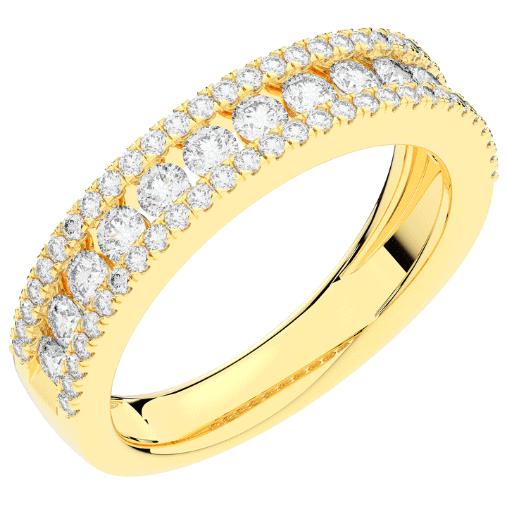 0.85CT.TW THREE ROW ROUND LAB DIAMOND WEDDING BAND - Nazarelle