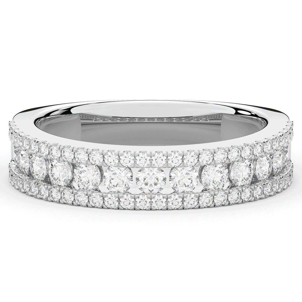 0.85CT.TW THREE ROW ROUND LAB DIAMOND WEDDING BAND - Nazarelle