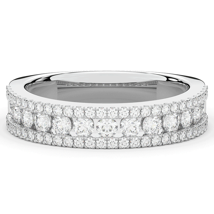 0.85CT.TW THREE ROW ROUND LAB DIAMOND WEDDING BAND - Nazarelle