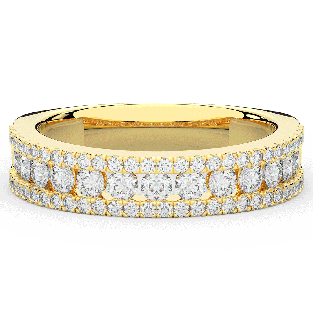 0.85CT.TW THREE ROW ROUND LAB DIAMOND WEDDING BAND - Nazarelle