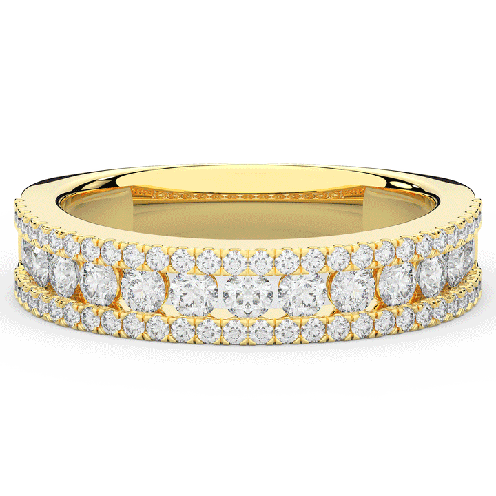 0.85CT.TW THREE ROW ROUND LAB DIAMOND WEDDING BAND - Nazarelle