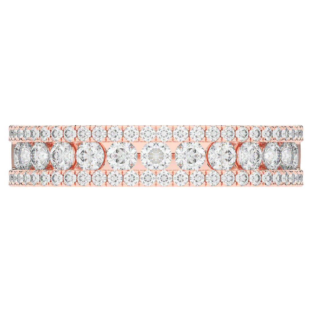 0.85CT.TW THREE ROW ROUND LAB DIAMOND WEDDING BAND - Nazarelle