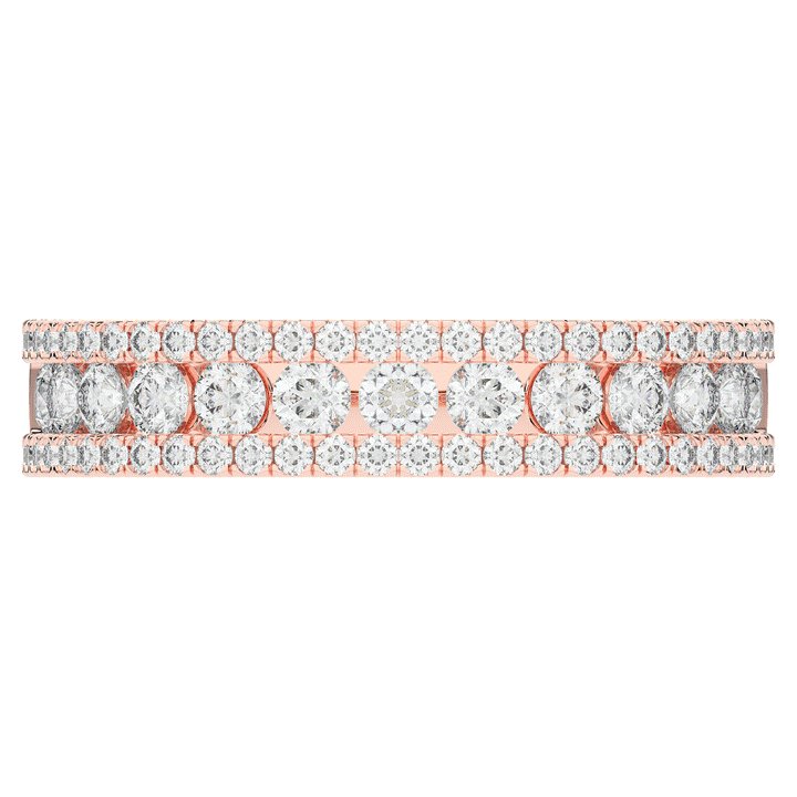 0.85CT.TW THREE ROW ROUND LAB DIAMOND WEDDING BAND - Nazarelle