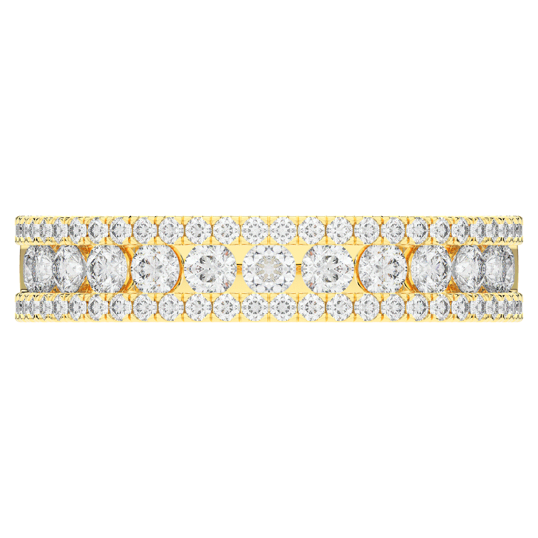 0.85CT.TW THREE ROW ROUND LAB DIAMOND WEDDING BAND - Nazarelle