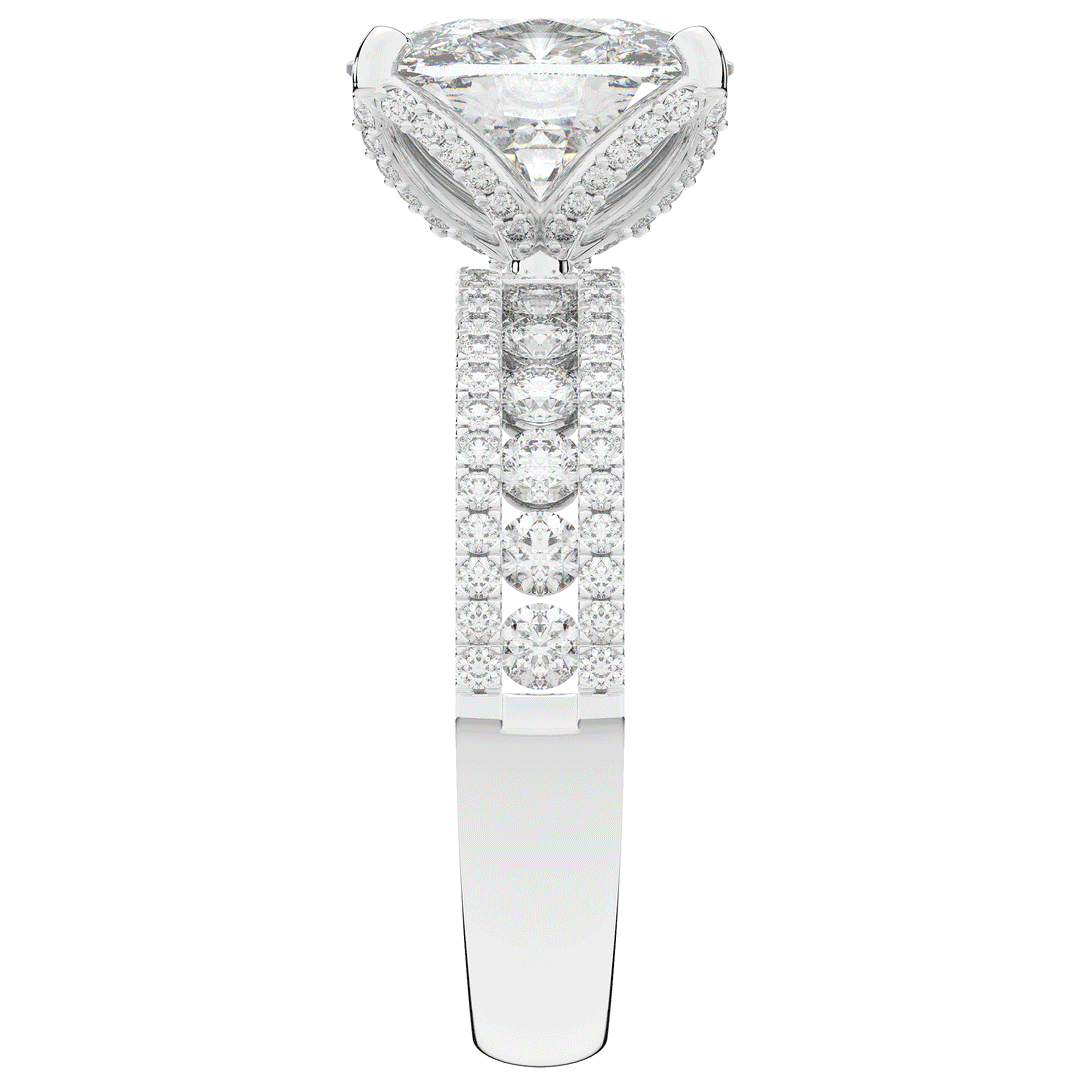 3.95CT.TW CUSHION LAB DIAMOND SOLITAIRE ENGAGEMENT RING