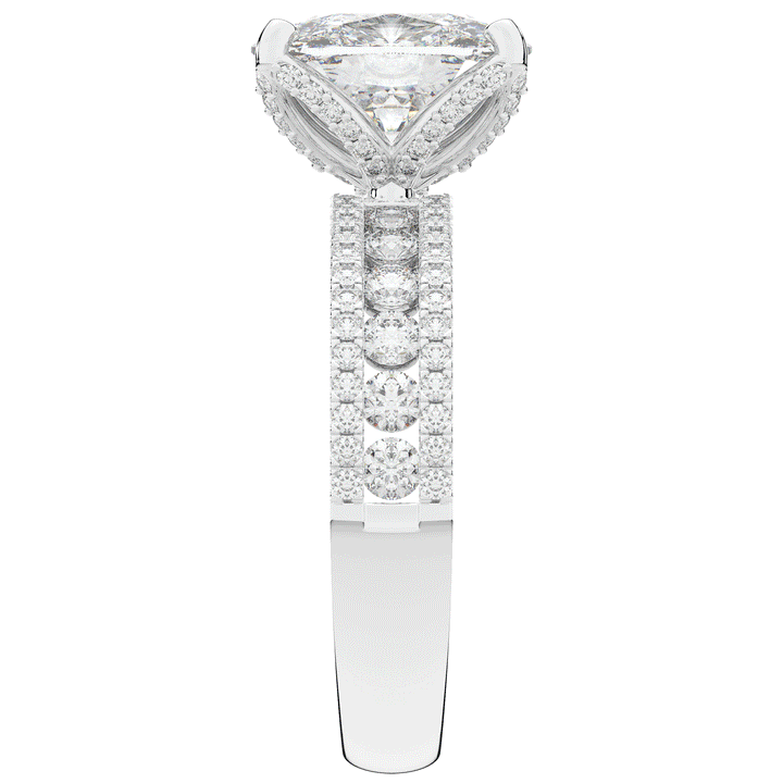 3.95CT.TW CUSHION LAB DIAMOND SOLITAIRE ENGAGEMENT RING