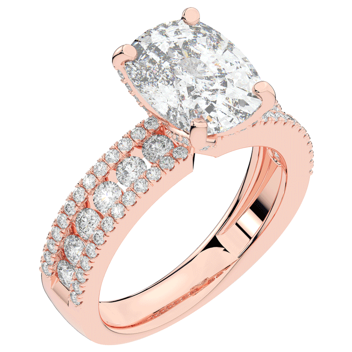 3.95CT.TW CUSHION LAB DIAMOND SOLITAIRE ENGAGEMENT RING