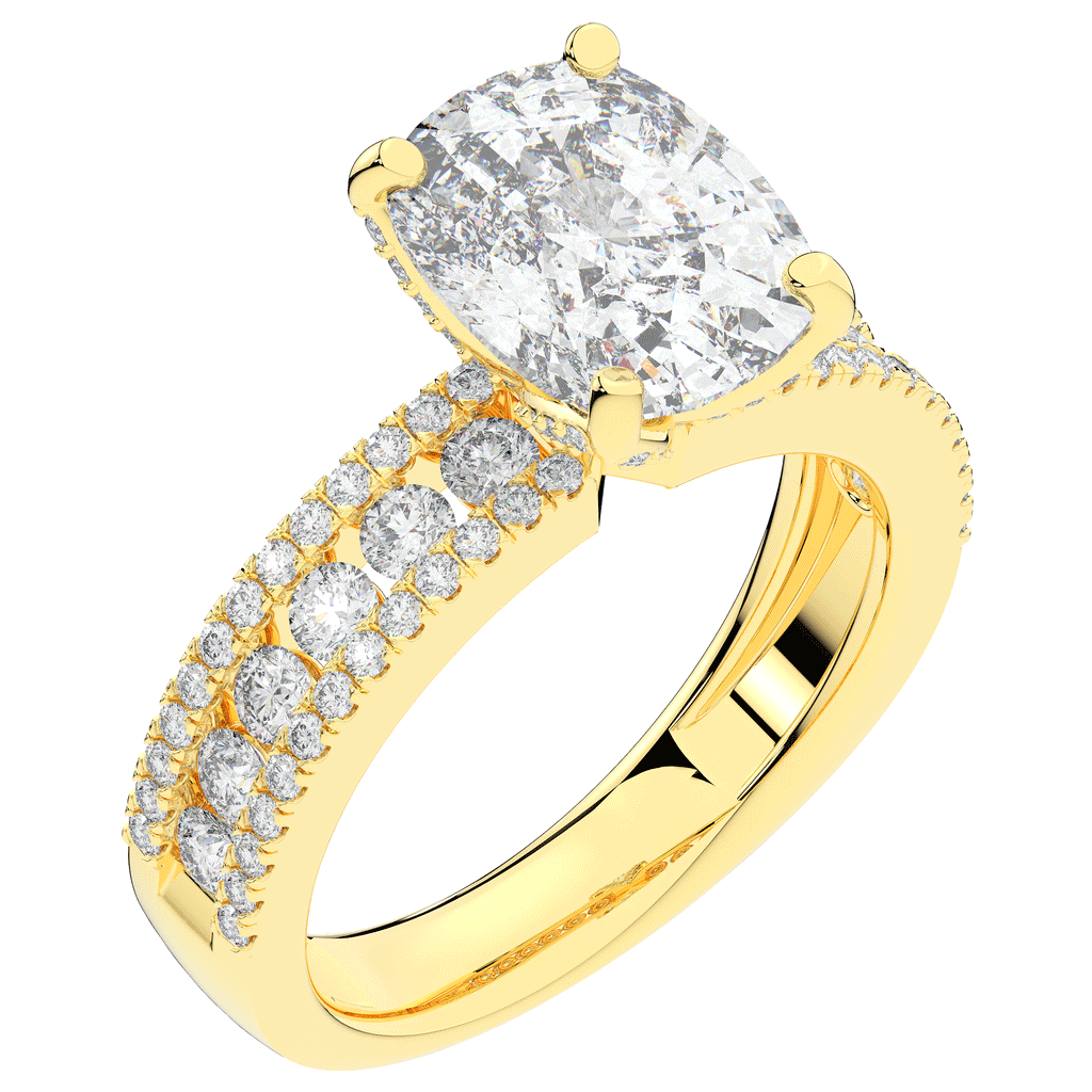 3.95CT.TW CUSHION LAB DIAMOND SOLITAIRE ENGAGEMENT RING