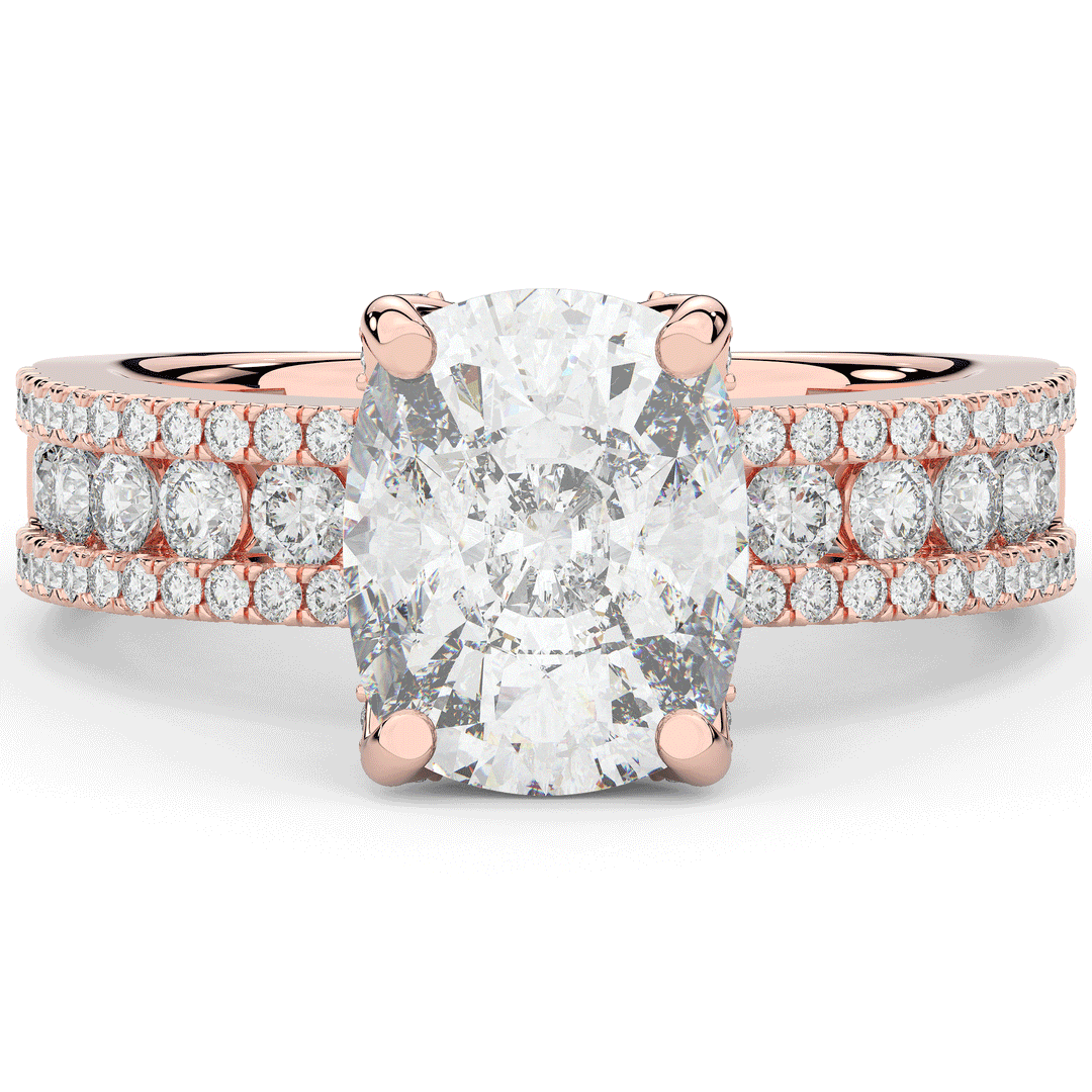 3.95CT.TW CUSHION LAB DIAMOND SOLITAIRE ENGAGEMENT RING