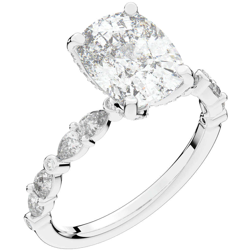 3.60CT.TW CUSHION LAB DIAMOND SOLITAIRE ENGAGEMENT RING