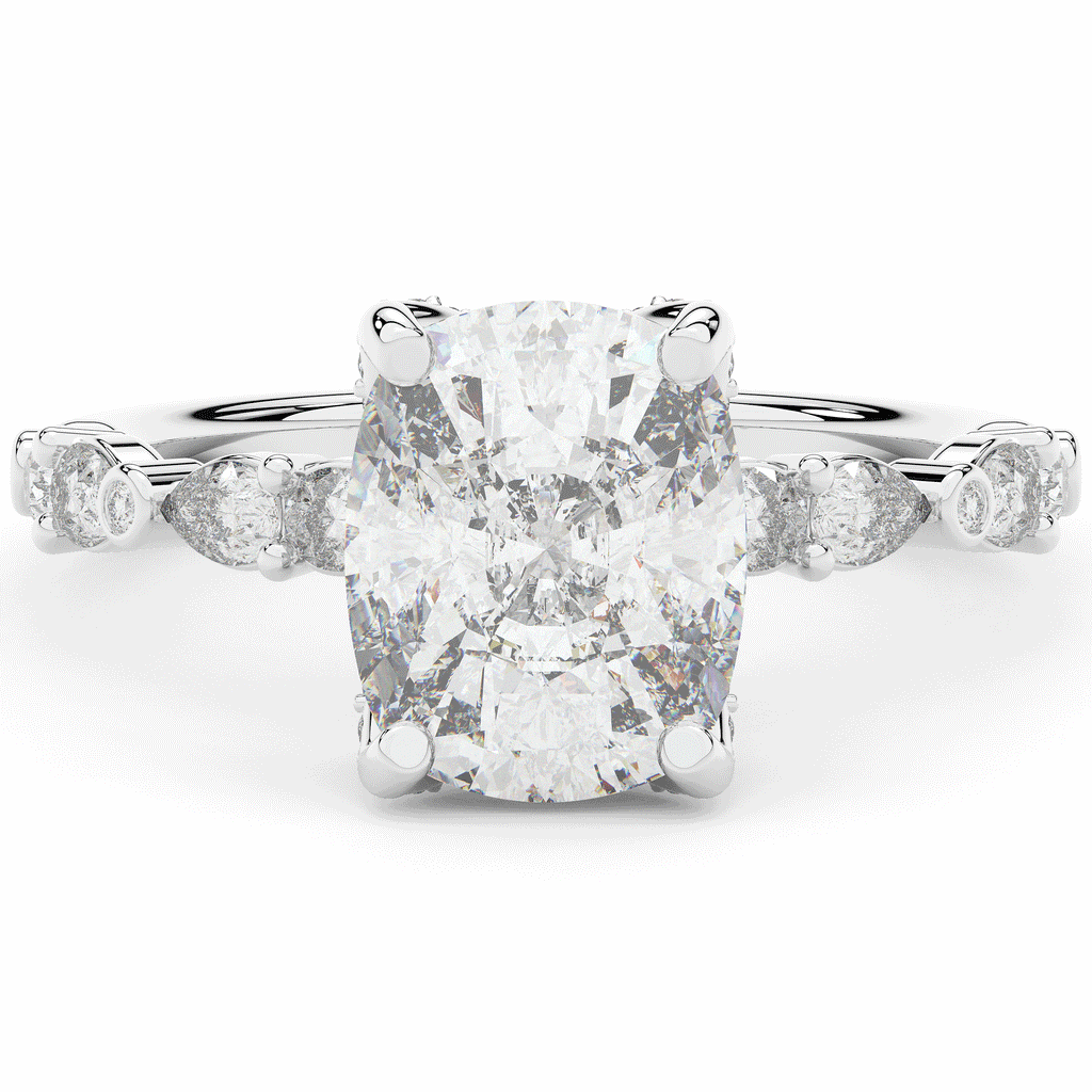 3.60CT.TW CUSHION LAB DIAMOND SOLITAIRE ENGAGEMENT RING