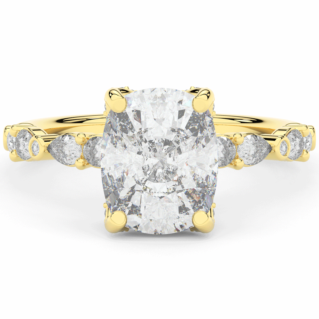 3.60CT.TW CUSHION LAB DIAMOND SOLITAIRE ENGAGEMENT RING