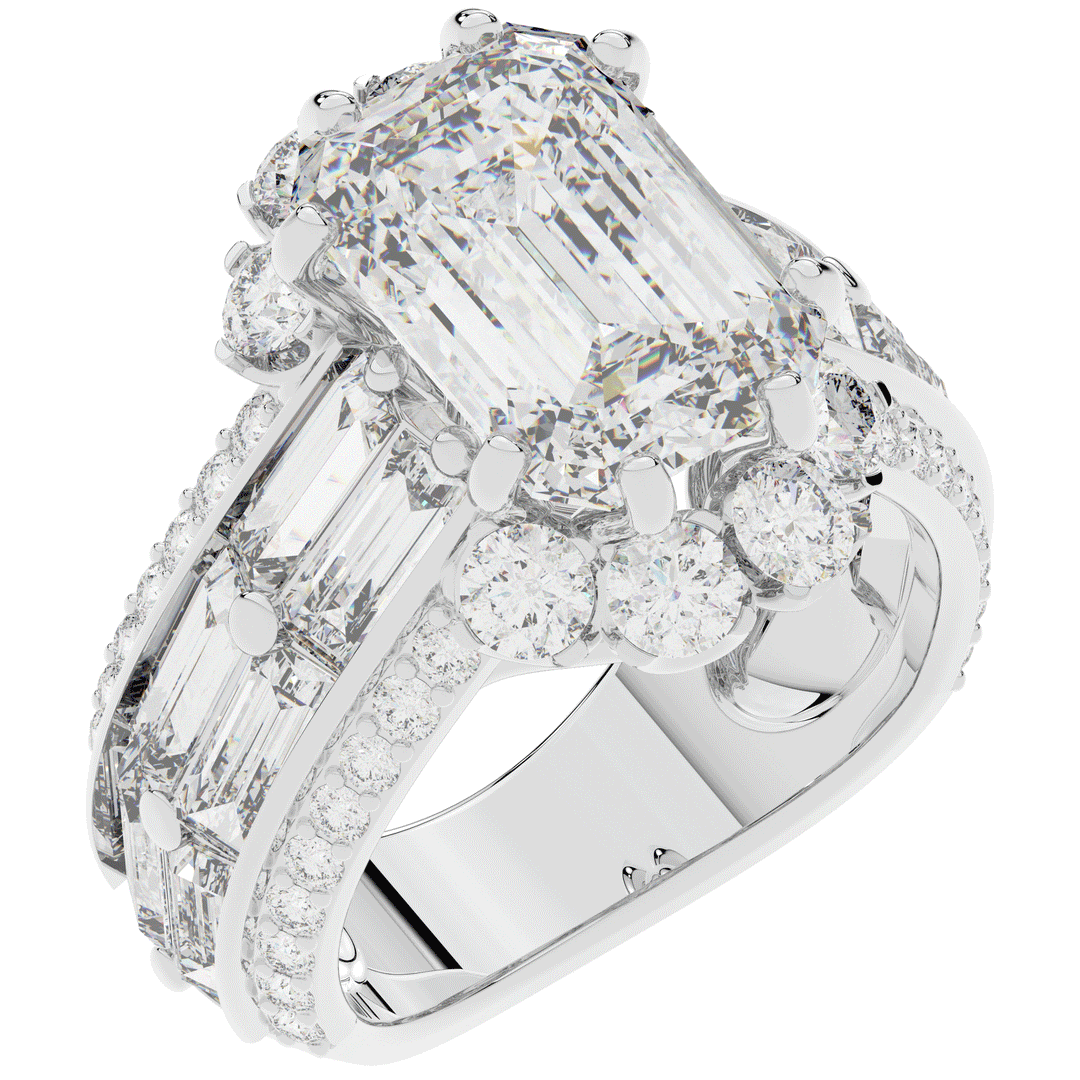 8.25CT.TW EMERALD CUT LAB DIAMOND HALO ENGAGEMENT RING