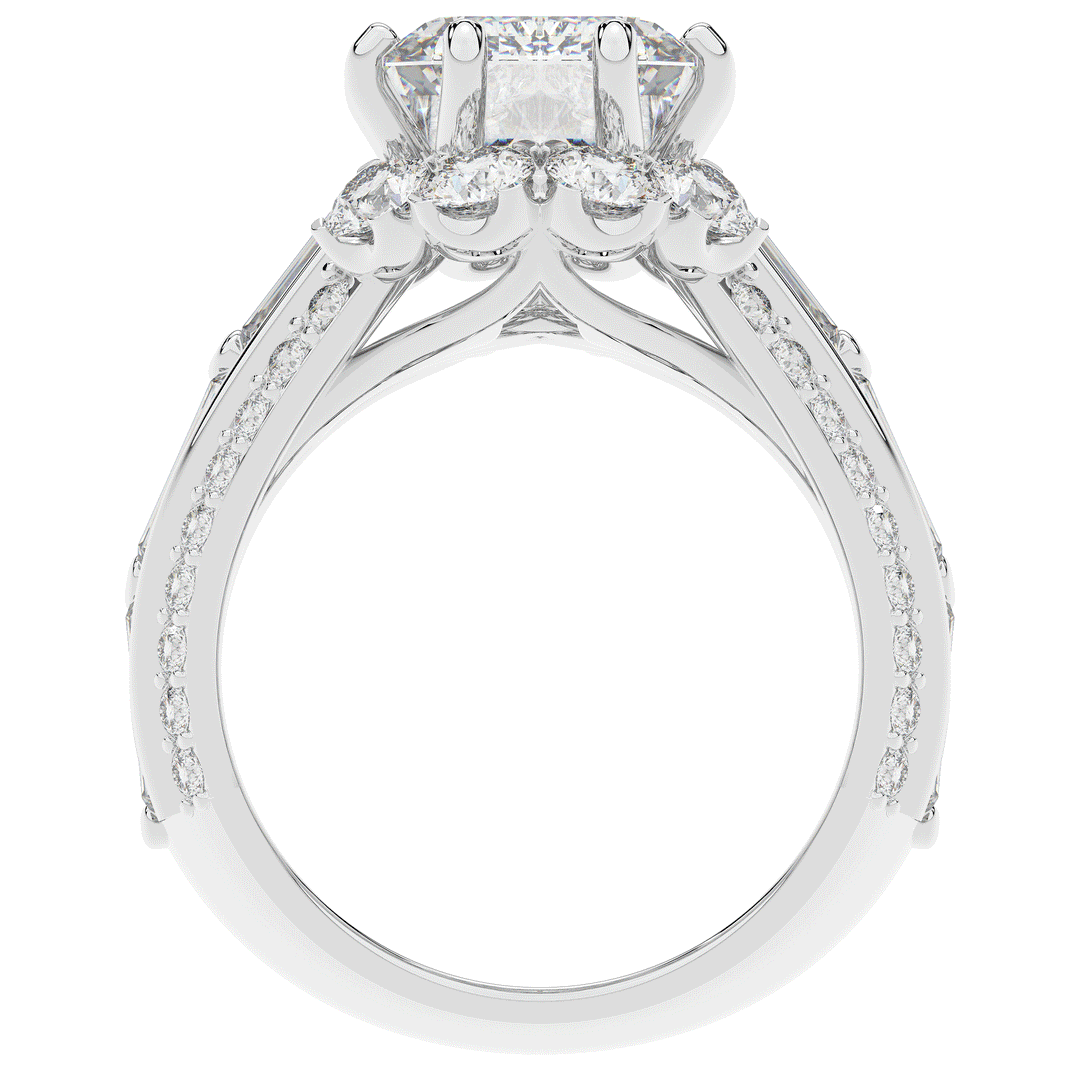 8.25CT.TW EMERALD CUT LAB DIAMOND HALO ENGAGEMENT RING