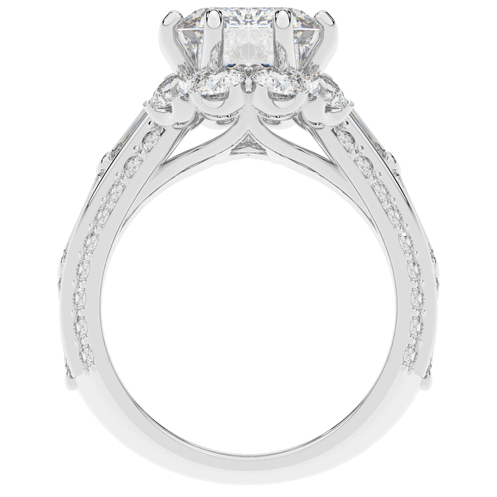 8.25CT.TW EMERALD CUT LAB DIAMOND HALO ENGAGEMENT RING