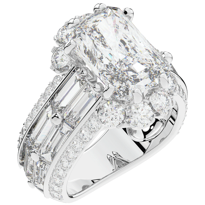 8.25CT.TW RADIANT LAB DIAMOND HALO ENGAGEMENT RING