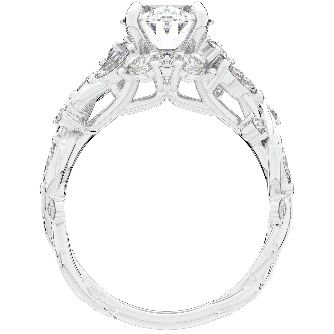 2.60CT.TW OVAL LAB DIAMOND STYLIZED VINE AND TREE BARK FINISH ENGAGEMENT RING