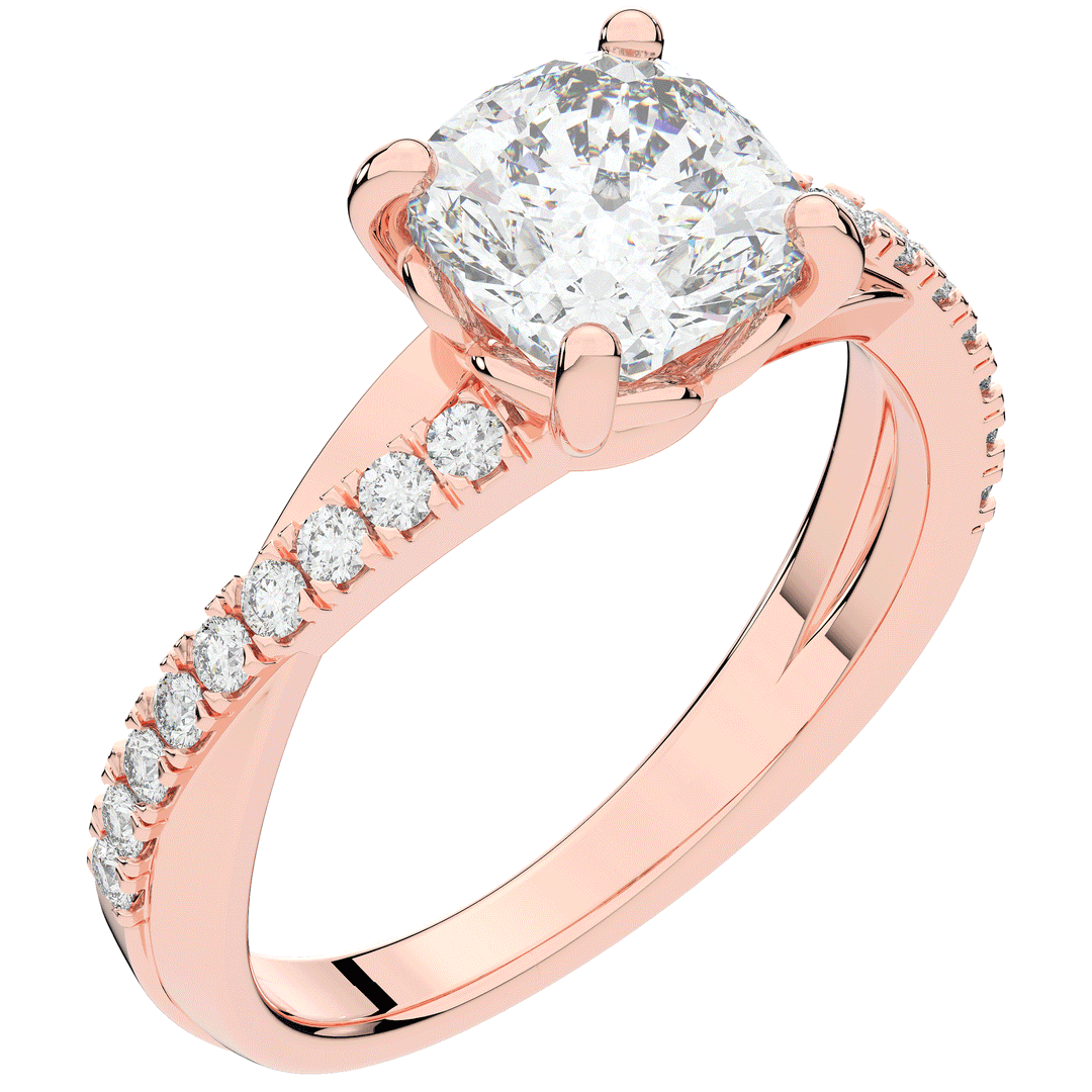 2.20CT.TW CUSHION LAB DIAMOND TWISTBAND ENGAGEMENT RING